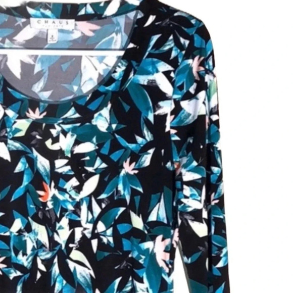 CHAUS NEW YORK EUC WOMENS BLUE WHITE TOP SHIRT BLOUSE SUMMER CASUAL TOPS SIZE S - Picture 3 of 5